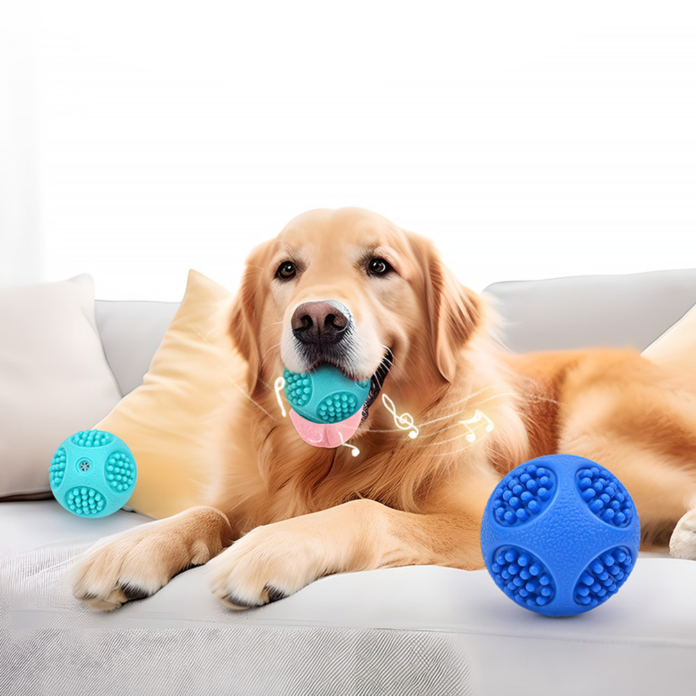 Dog Muzzle Silicone - Elastic Spiky Squeaky Dog Chew Ball,